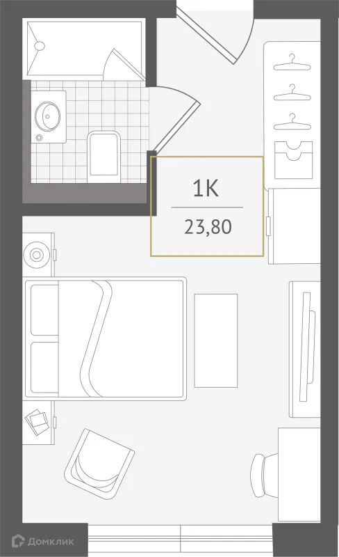 Планировка 1 комн. в ЖК Гостиничный комплекс "Нескучный сад"