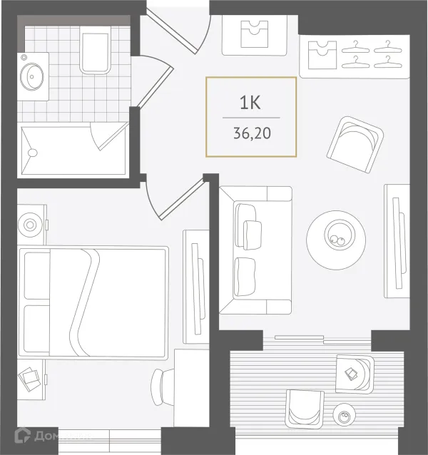 Планировка 1 комн. в ЖК Гостиничный комплекс "Нескучный сад"