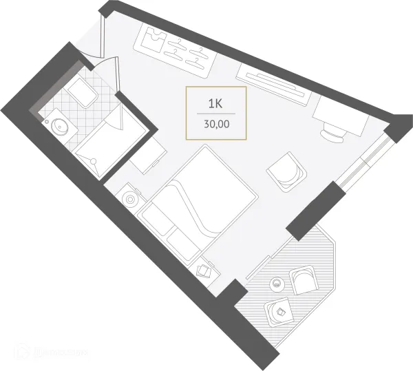 Планировка 1 комн. в ЖК Гостиничный комплекс "Нескучный сад"
