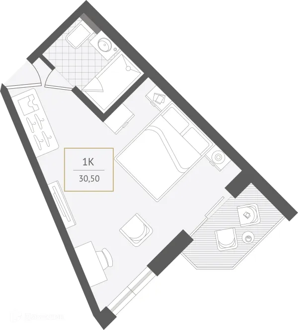 Планировка 1 комн. в ЖК Гостиничный комплекс "Нескучный сад"