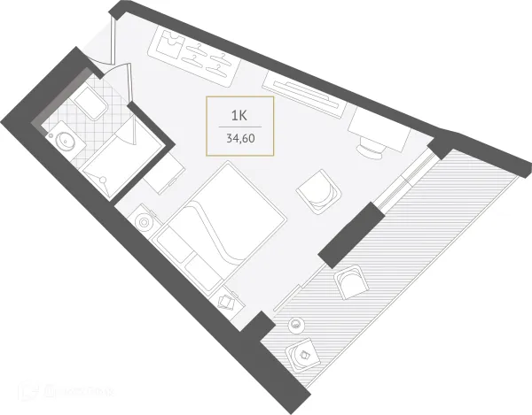 Планировка 1 комн. в ЖК Гостиничный комплекс "Нескучный сад"