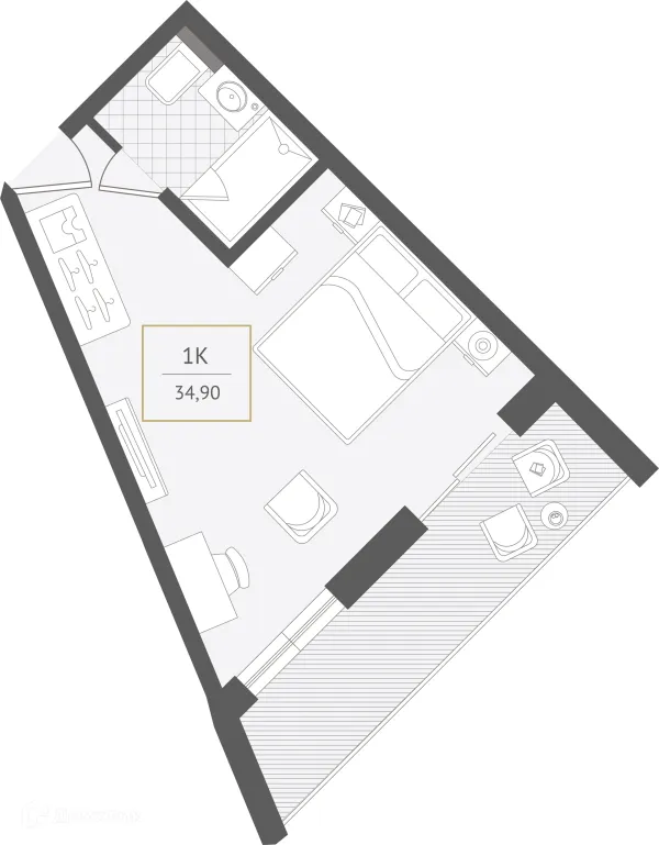 Планировка 1 комн. в ЖК Гостиничный комплекс "Нескучный сад"