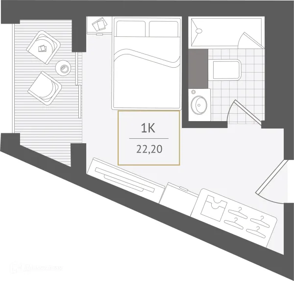 Планировка 1 комн. в ЖК Гостиничный комплекс "Нескучный сад"