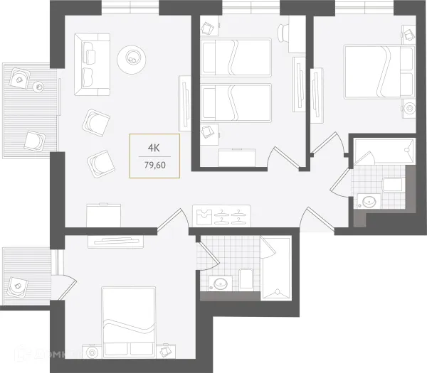 Планировка 4 комн. в ЖК Гостиничный комплекс "Нескучный сад"