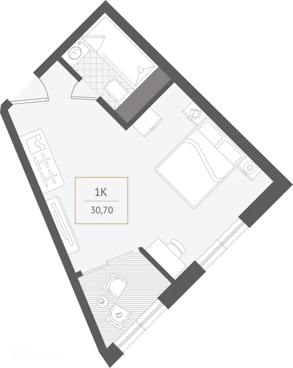 Планировка 1 комн. в ЖК Гостиничный комплекс "Нескучный сад"