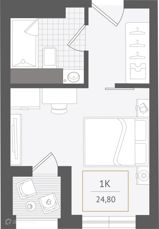 Планировка 1 комн. в ЖК Гостиничный комплекс "Нескучный сад"