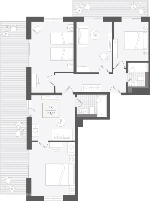 Планировка 4 комн. в ЖК Гостиничный комплекс "Нескучный сад"