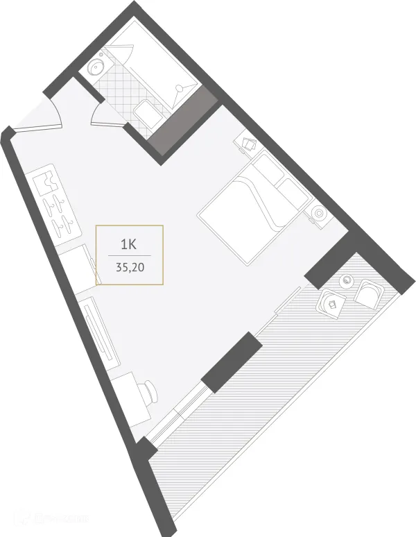 Планировка 1 комн. в ЖК Гостиничный комплекс "Нескучный сад"