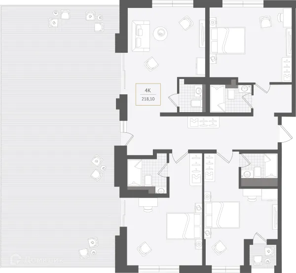 Планировка 4 комн. в ЖК Гостиничный комплекс "Нескучный сад"