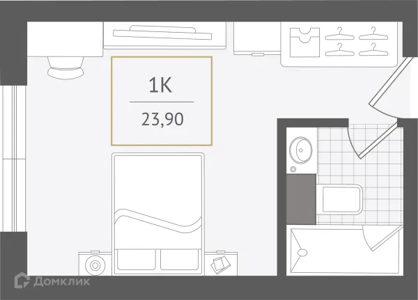 Планировка 1 комн. в ЖК Гостиничный комплекс "Нескучный сад"