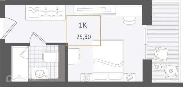 Планировка 1 комн. в ЖК Гостиничный комплекс "Нескучный сад"