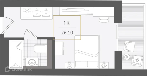 Планировка 1 комн. в ЖК Гостиничный комплекс "Нескучный сад"