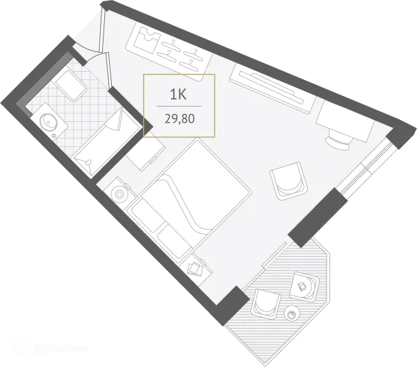Планировка 1 комн. в ЖК Гостиничный комплекс "Нескучный сад"