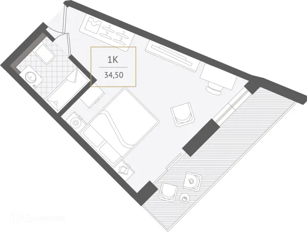Планировка 1 комн. в ЖК Гостиничный комплекс "Нескучный сад"