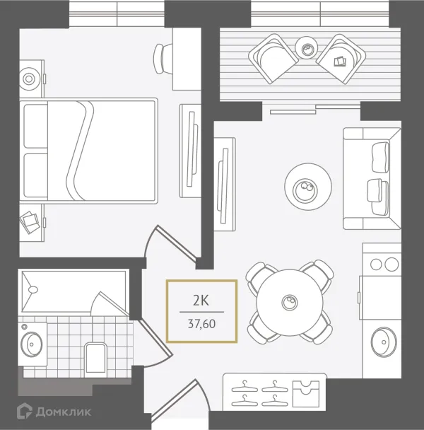 Планировка 2 комн. в ЖК Гостиничный комплекс "Нескучный сад"