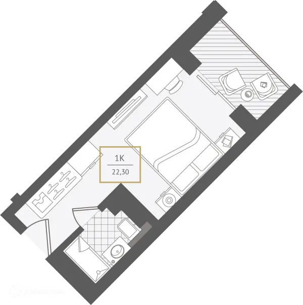 Планировка 1 комн. в ЖК Гостиничный комплекс "Нескучный сад"