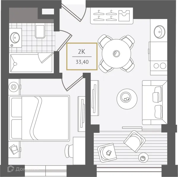 Планировка 2 комн. в ЖК Гостиничный комплекс "Нескучный сад"