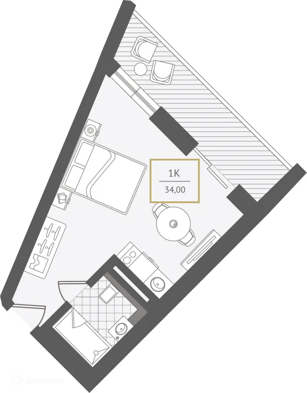 Планировка 1 комн. в ЖК Гостиничный комплекс "Нескучный сад"