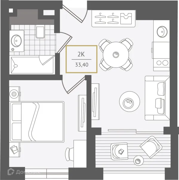 Планировка 2 комн. в ЖК Гостиничный комплекс "Нескучный сад"