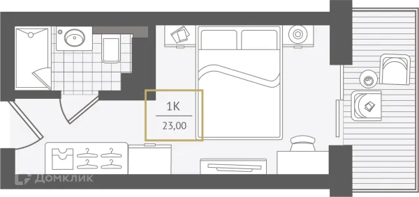 Планировка 1 комн. в ЖК Гостиничный комплекс "Нескучный сад"