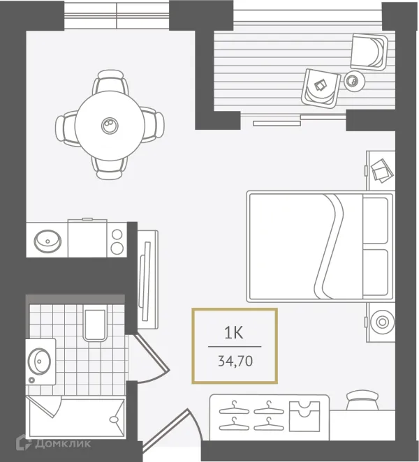 Планировка 1 комн. в ЖК Гостиничный комплекс "Нескучный сад"