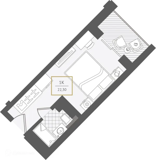 Планировка 1 комн. в ЖК Гостиничный комплекс "Нескучный сад"