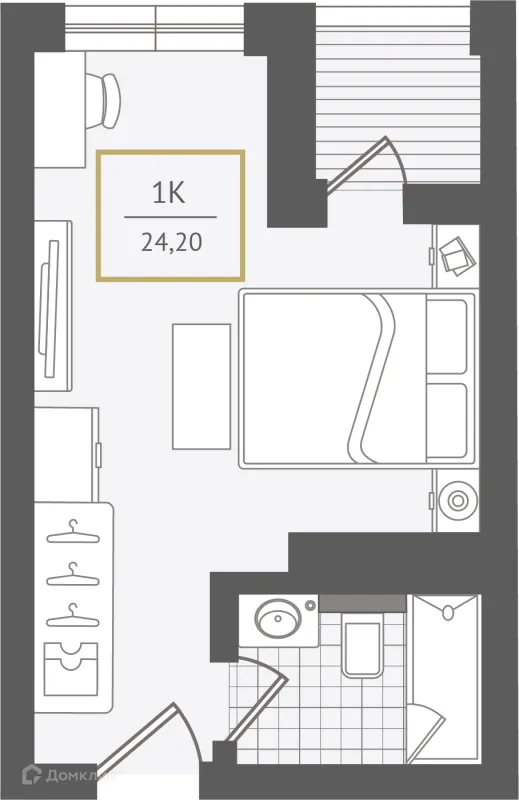 Планировка 1 комн. в ЖК Гостиничный комплекс "Нескучный сад"