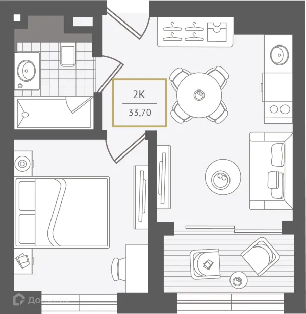 Планировка 2 комн. в ЖК Гостиничный комплекс "Нескучный сад"