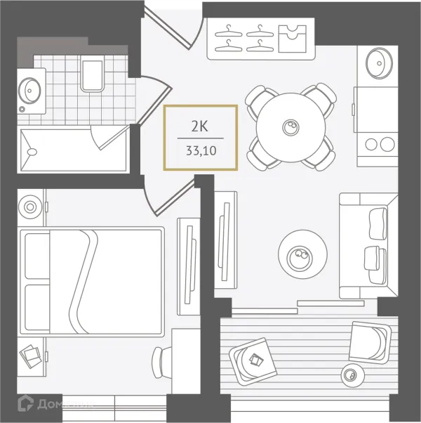 Планировка 2 комн. в ЖК Гостиничный комплекс "Нескучный сад"