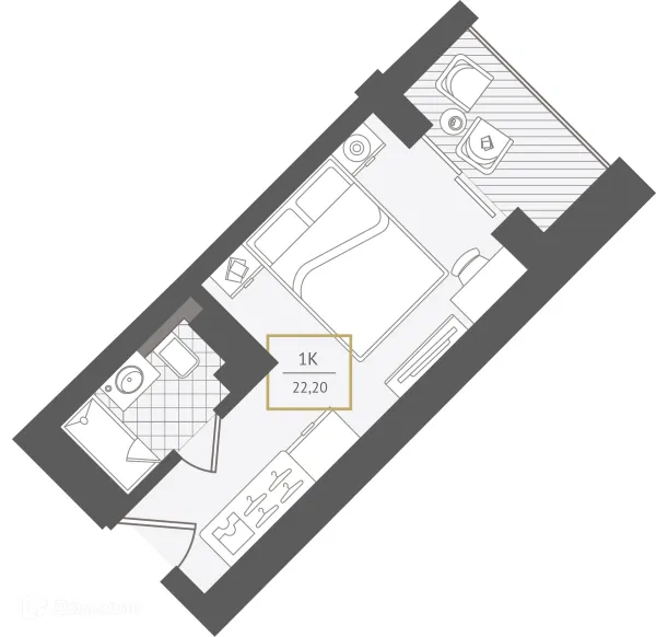 Планировка 1 комн. в ЖК Гостиничный комплекс "Нескучный сад"