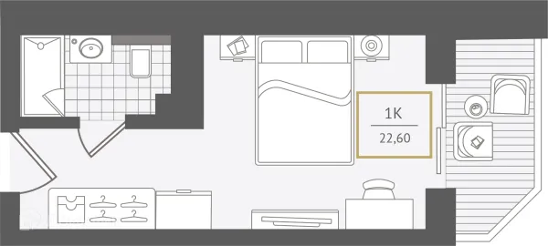 Планировка 1 комн. в ЖК Гостиничный комплекс "Нескучный сад"
