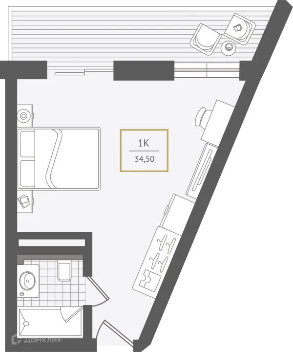 Планировка 1 комн. в ЖК Гостиничный комплекс "Нескучный сад"