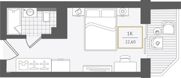 Планировка 1 комн. в ЖК Гостиничный комплекс "Нескучный сад"