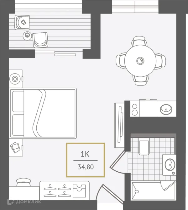 Планировка 1 комн. в ЖК Гостиничный комплекс "Нескучный сад"
