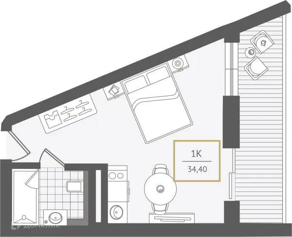 Планировка 1 комн. в ЖК Гостиничный комплекс "Нескучный сад"