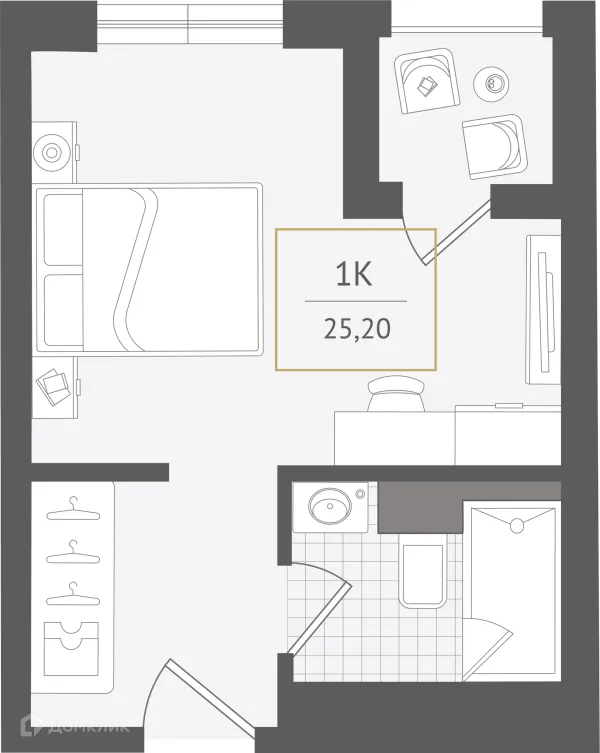 Планировка 1 комн. в ЖК Гостиничный комплекс "Нескучный сад"