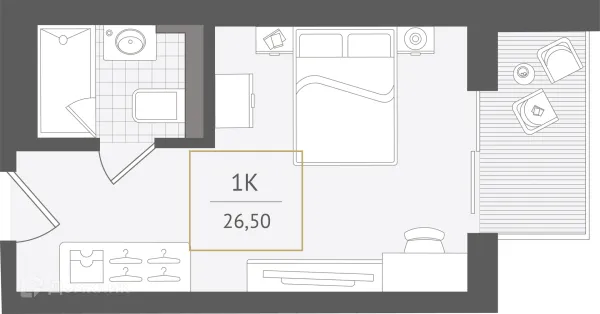 Планировка 1 комн. в ЖК Гостиничный комплекс "Нескучный сад"