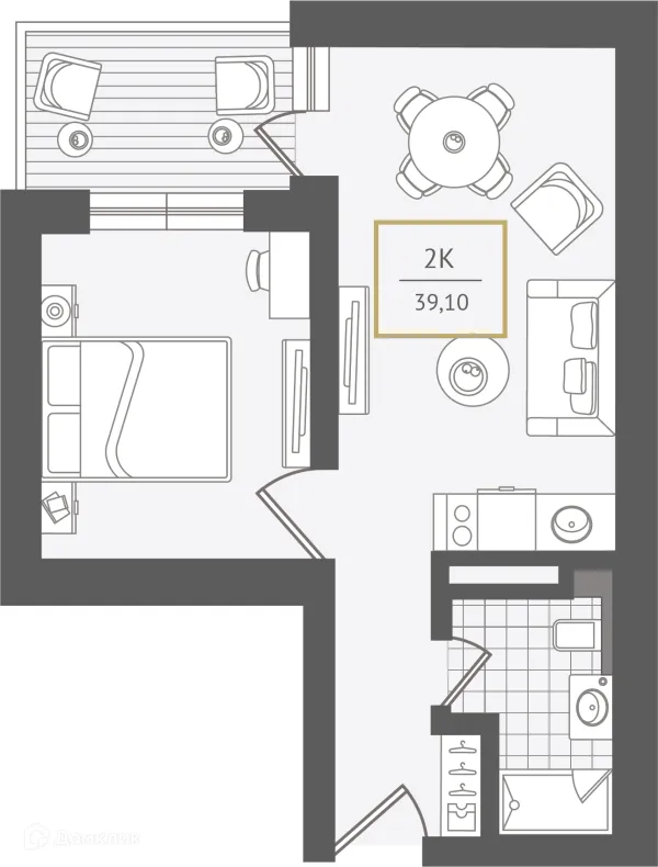 Планировка 2 комн. в ЖК Гостиничный комплекс "Нескучный сад"
