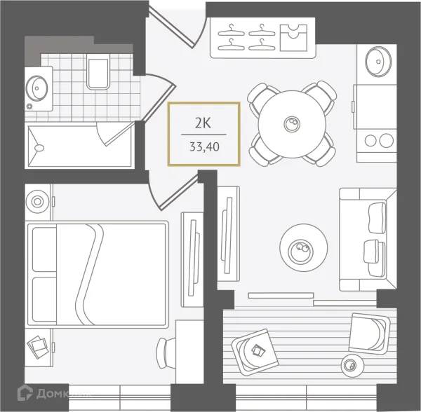 Планировка 2 комн. в ЖК Гостиничный комплекс "Нескучный сад"