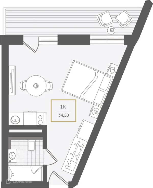 Планировка 1 комн. в ЖК Гостиничный комплекс "Нескучный сад"