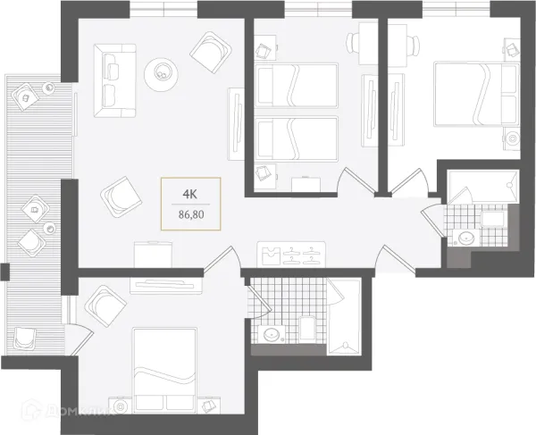 Планировка 4 комн. в ЖК Гостиничный комплекс "Нескучный сад"