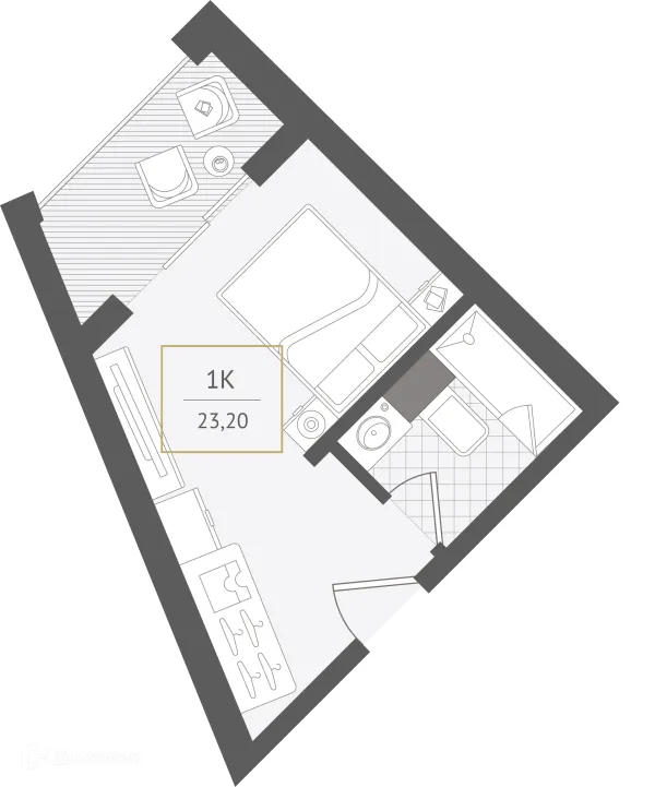 Планировка 1 комн. в ЖК Гостиничный комплекс "Нескучный сад"