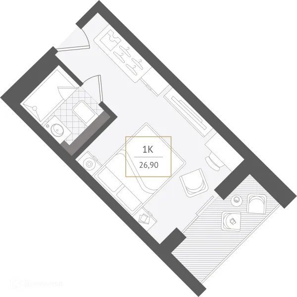 Планировка 1 комн. в ЖК Гостиничный комплекс "Нескучный сад"