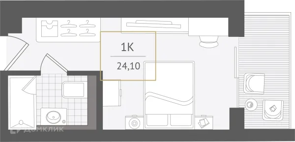 Планировка 1 комн. в ЖК Гостиничный комплекс "Нескучный сад"