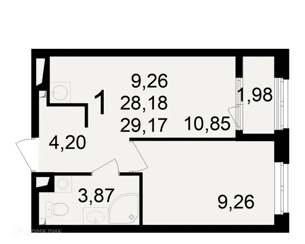 Планировка 1 комн. в ЖК Макроквартал "Свобода"