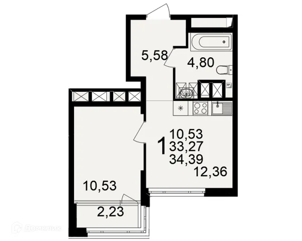 Планировка 1 комн. в ЖК Большая история