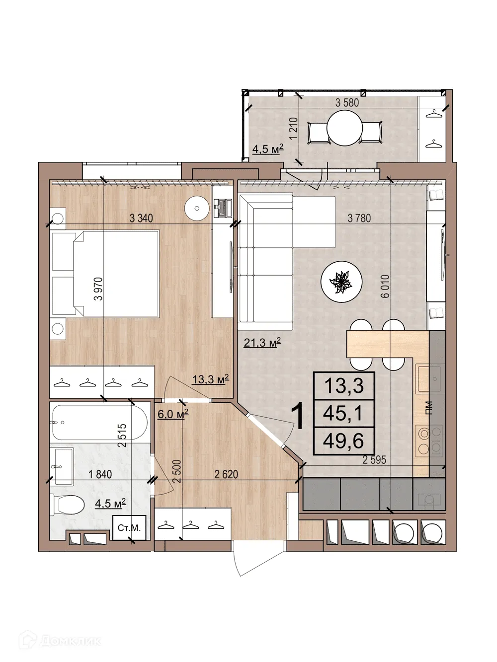 Фото квартиры в ЖК Skyline (Скайлайн)