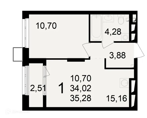 Планировка 1 комн. в ЖК Макроквартал "Свобода"
