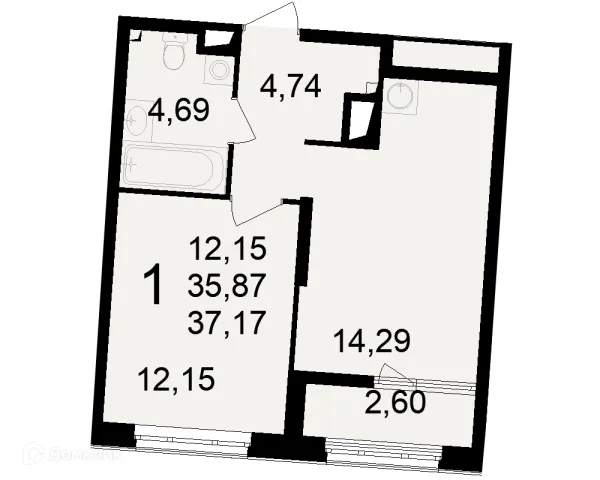 Планировка 1 комн. в ЖК Макроквартал "Свобода"