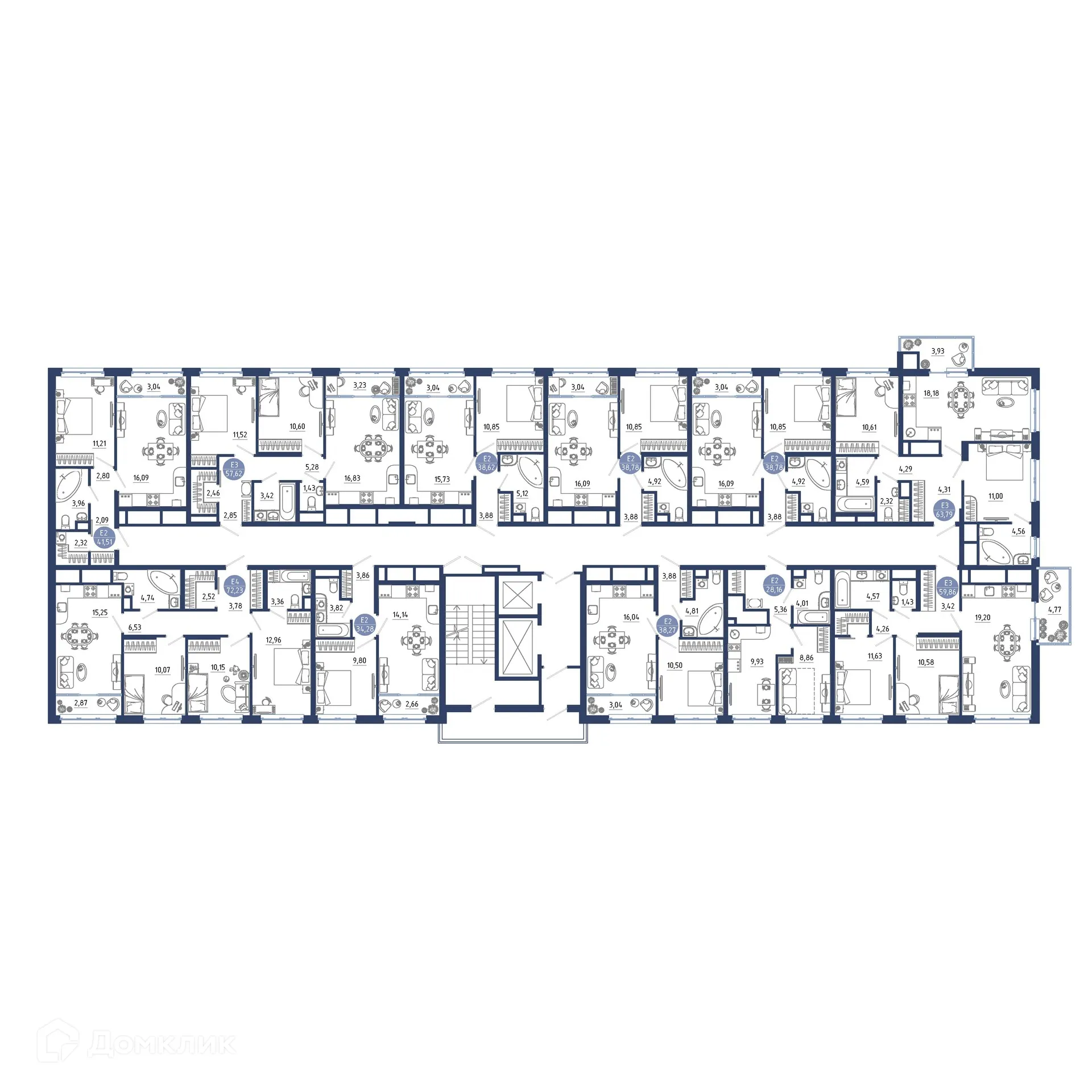 Планировка 1-комнатной квартиры 38.62 м² в ЖК Бульвар оптимистов, г. Дядьково — фото 2